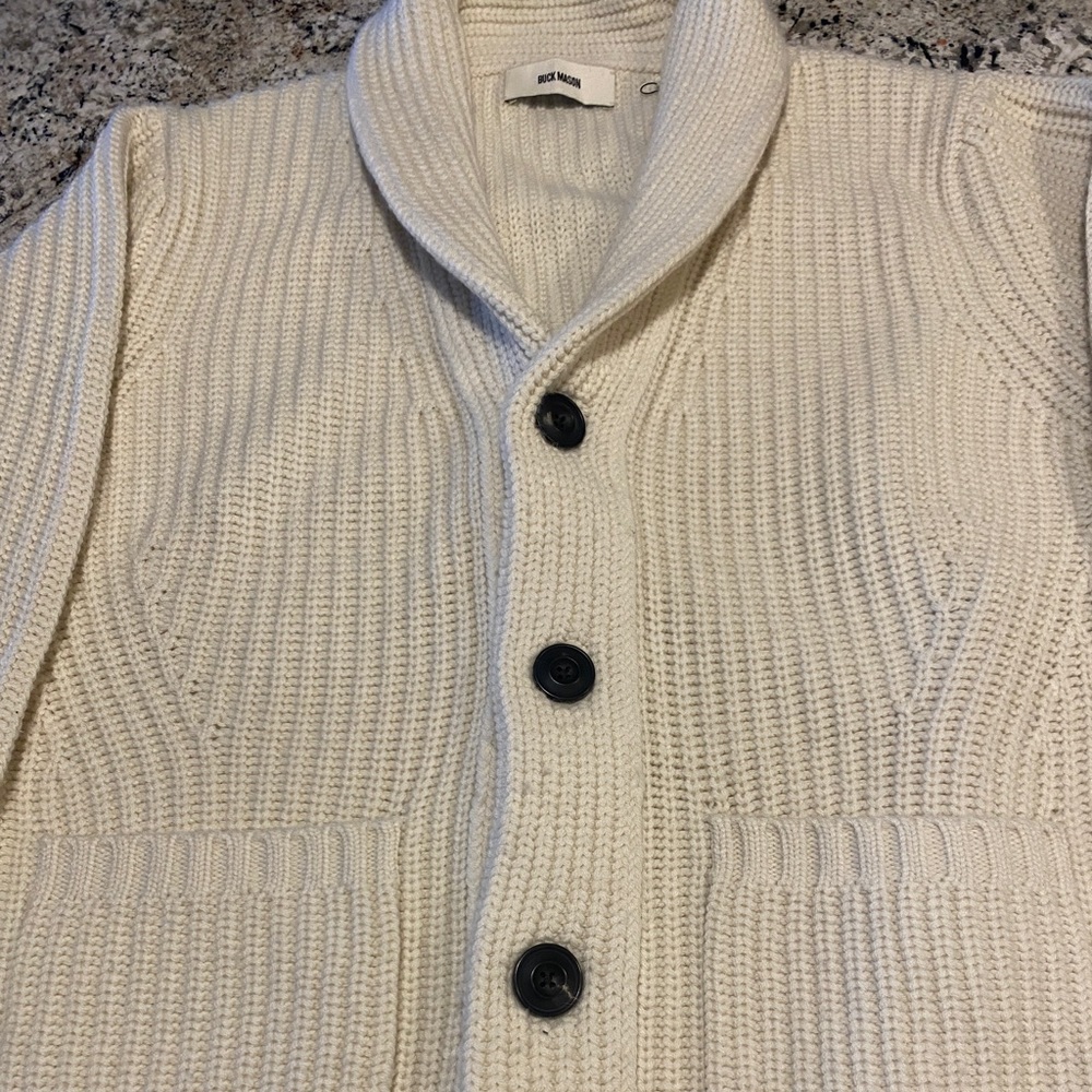 BUCK MASON HERDSMAN SHAWL CARDIGAN yarn-dyed merino wool/cashmere blend